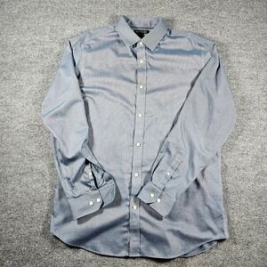 Banana Republic Mens XL Blue No-Iron Tailored Slim Fit Micro Pattern Dress Shirt